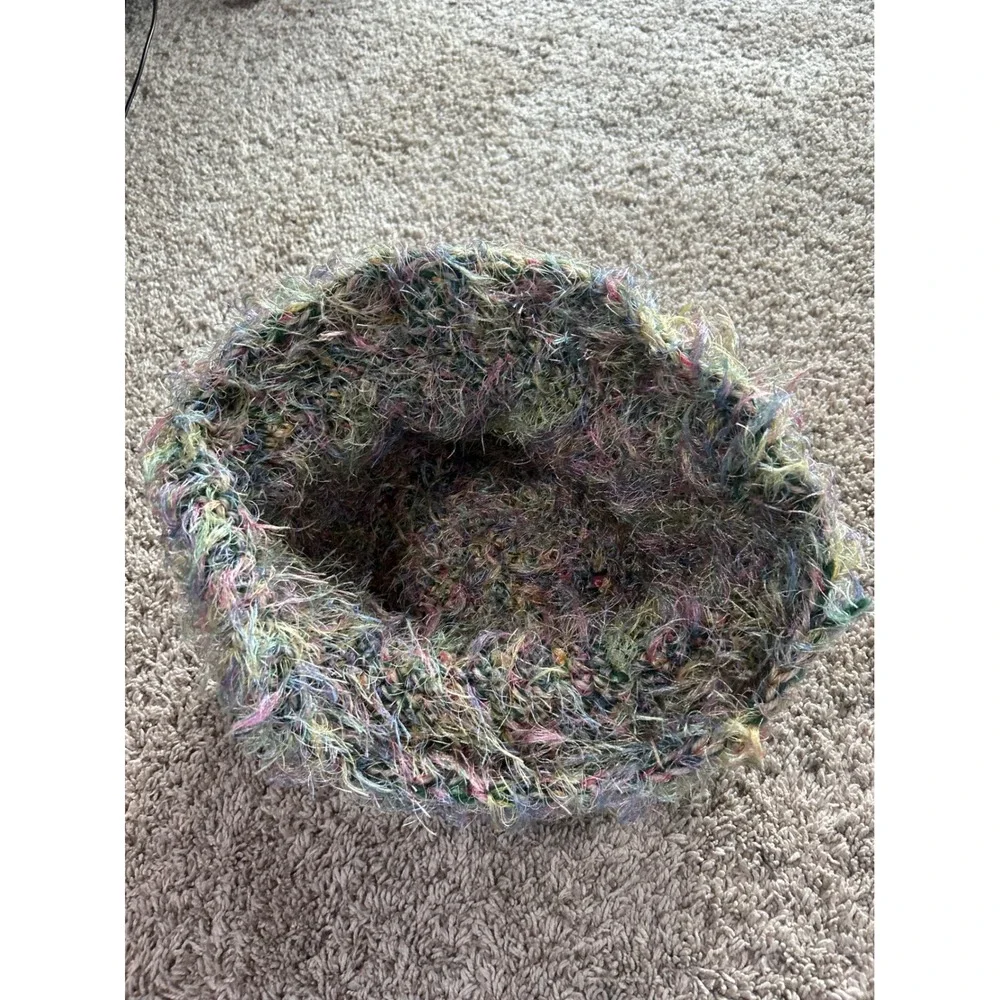 Multicolor‎ Fuzzy Eyelash Yarn Bucket Hat Shaggy Boho Eclectic Y2K Festival